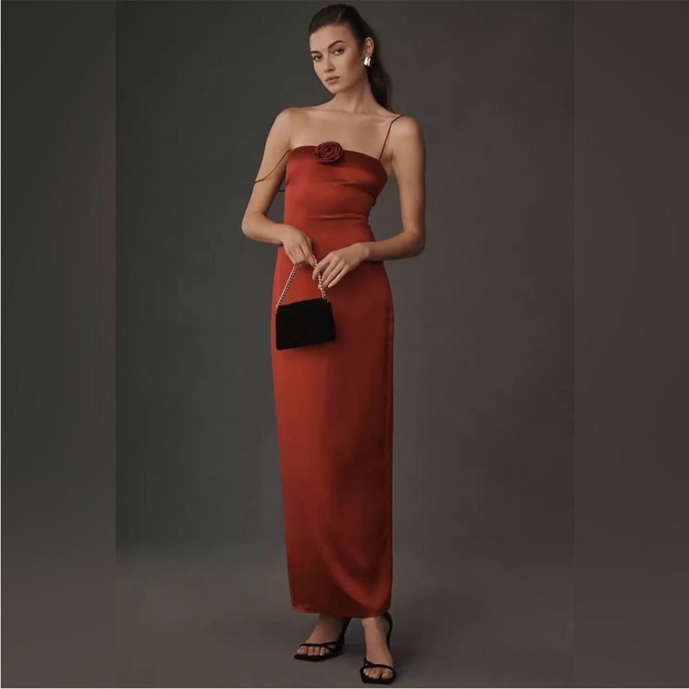 Reformation Frankie Silk Red Dress